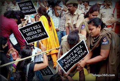 Scribes in Telangana Protest Against Notices to T News