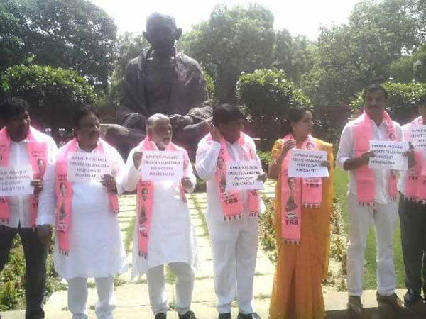 TRS MPs Stage Dharna for Separate High Court