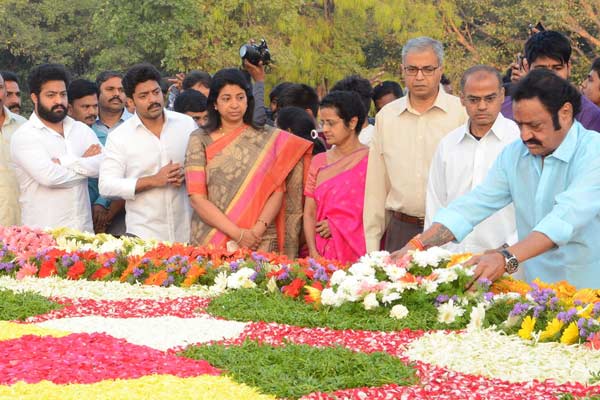 NTR on 21st death anniversary, Andhra Pradesh, NTR's sons N. Harikrishna, N. Balakrishna, Junior NTR, Kalyanram, Telugu Desam Party, TDP, N.T. Rama Rao 21st death anniversary