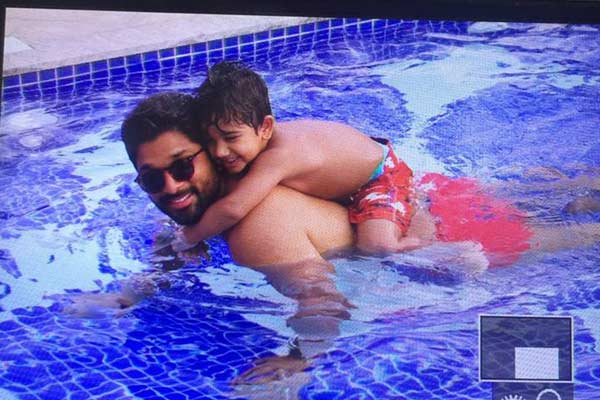 Allu Arjun shared a candid click with his son Ayaan in the pool during his holiday.