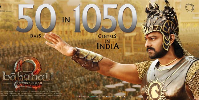 Epic Baahubali-2 celebrates 50 days in 1,085 theatres !
