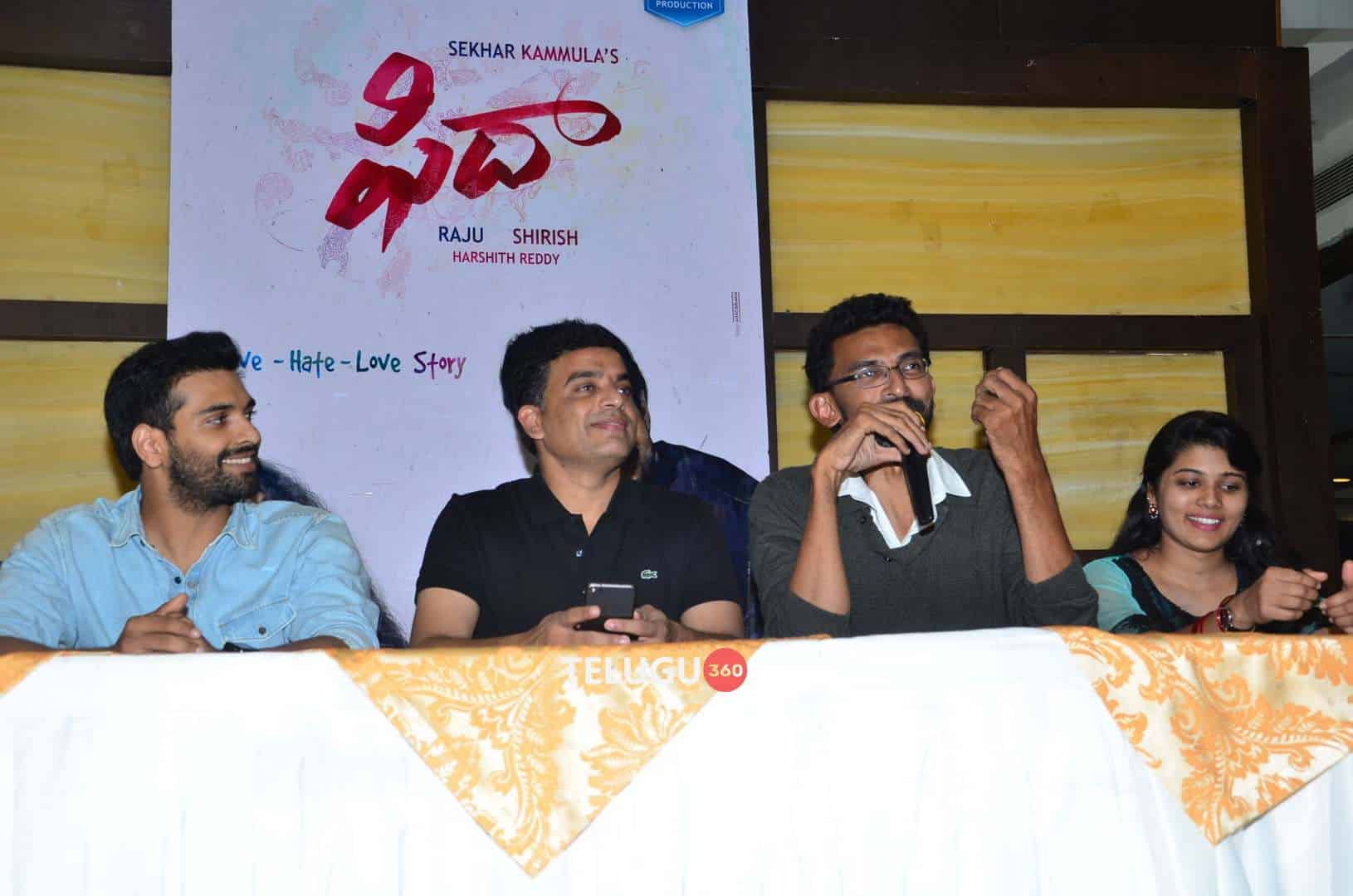 Sekhar Kammula, Varun Tej & Dil Raju at Fidaa Press Meet in Vijayawada