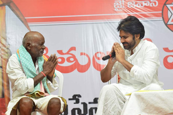Pawan Kalyan face to face with farmers; fires at Reliance