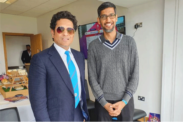 Google CEO Pichai snapped with Tendulkar at Edgbaston