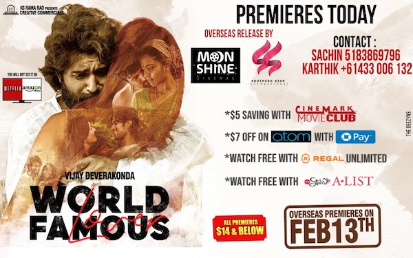 World Famous Lover Overseas Premieres Today