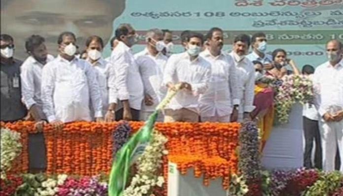 Showtime Jagan flags off 1,088 new 104, 108 ambulances