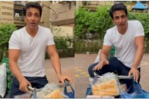 Sonu Sood sells eggs, bread from ‘Sonu Sood ki Supermarket’ on a cycle