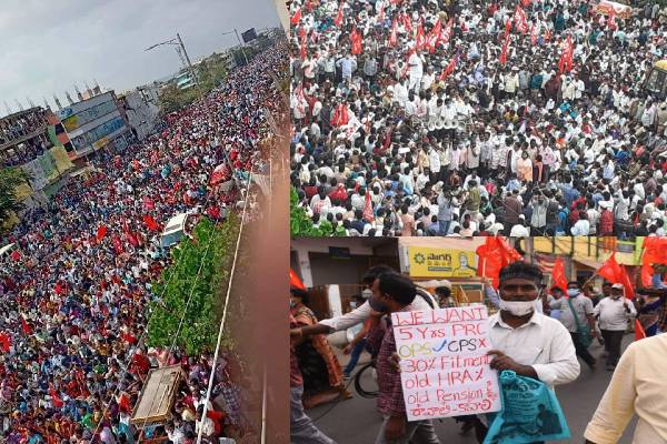 Massive show of strength by Andhra employees ahead of strike