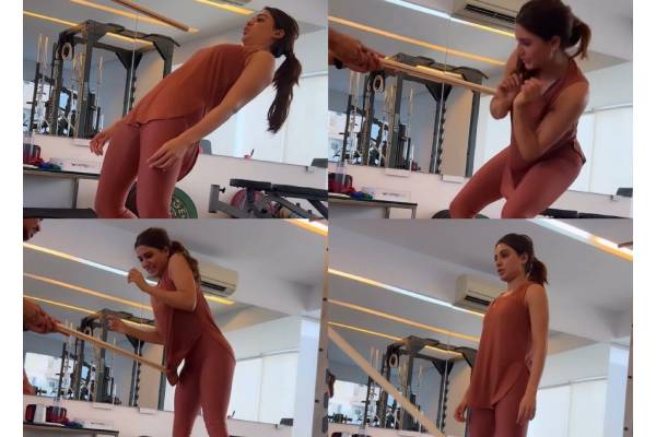 Using ‘Nagin’ drill, Samantha’s trainer assesses her mobility