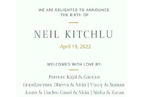 Kajal and Gautam name their kid Neil Kitchlu