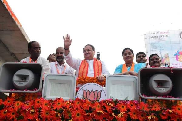 Nadda holds road show in Hyderabad