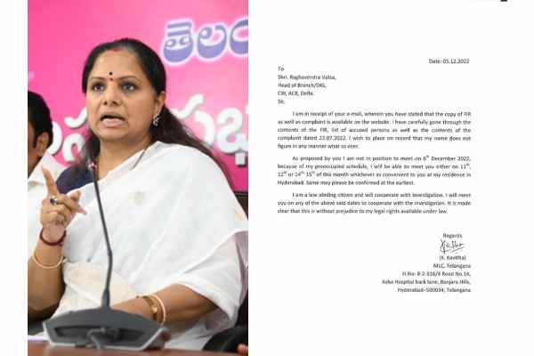 ‘Can’t meet on Dec 6’, Kavitha writes to CBI