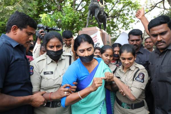 Sharmila detained in Hyderabad during protest on Women’s Day