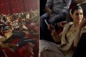 Video of Kriti Sanon sitting on floor at 'Adipurush' trailer launch