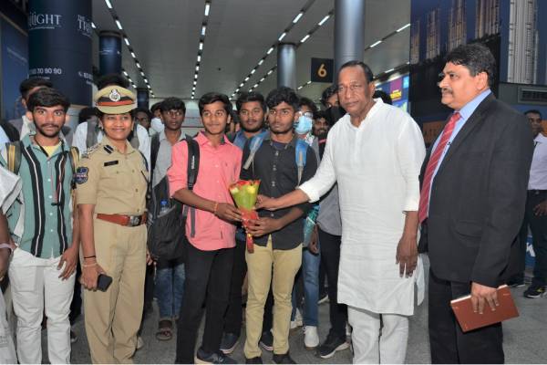 214 Telugu students reach Hyderabad by special flight from Manipur