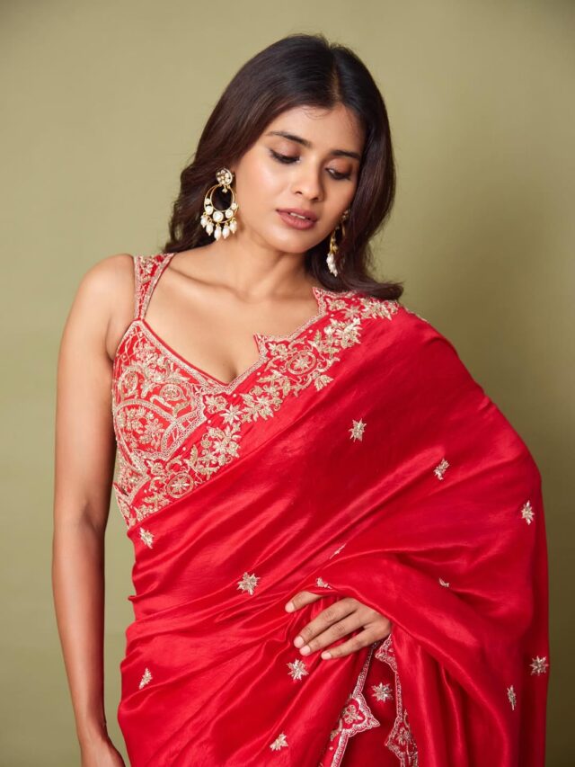 Hebah Patel Diva Look In Red Saree