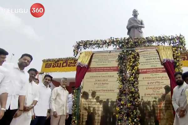 Chandrababu Unveils 58-Foot Statue of Potti Sriramulu in Amaravati