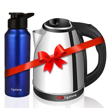 Lifelong 1.5L Stainless Steel Electric Kettle with a Stainless Steel Bottle